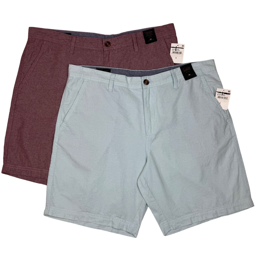 14th & Union Chino Shorts Lot of 2 Slim Fit Men 38 Blue & Red Oxblood Cotton NWT